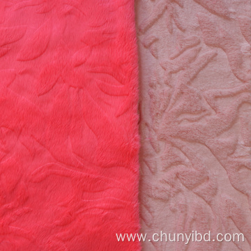 New Design Embossed Double Side Warp Knitted Coral Fleece Fabric For Coat Sofa Cover